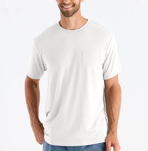 All'ingrosso 100% di bambù degli uomini t-shirt su misura di base t-shirt <span class=keywords><strong>con</strong></span> tasca per gli uomini tessuto fresco in estate - Product Image 3