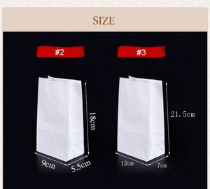 Sacs en papier kraft personnalisés, imprimés, recyclés, blancs, pour la restauration à emporter, sans poignées, avec votre propre logo - Product Image 6