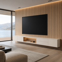 Mueble de TV Flotante Moderno y Minimalista Personalizado con Almacenamiento en la Base y Soporte para Dibujos