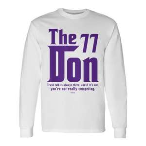 Camiseta de manga larga The 77 Don con diseño de texto morado - Product Image 1