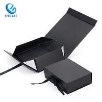 Rigid Flat Magnetic Folding Storage Paper Gift Box with Ribbon