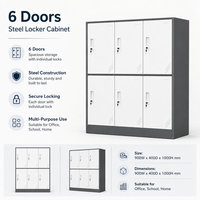 Armoire de rangement métallique 6 portes pour enfants, casier en acier avec portes ventilées pour chambre, école, salle de classe, usage domestique