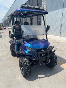 Nouvelle voiturette de <span class=keywords><strong>golf</strong></span> électrique tout-terrain quatre places à dégradé bleu, bande lumineuse circulaire, tous les accessoires sont personnalisables - Product Image 2