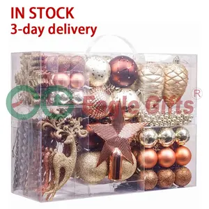 Eaglegifts 30-160Mm 100Pcs Koper Goud Kleur Onbreekbaar Kerstballen Decoraties Bulk Kerst Bal Opknoping Voor Home