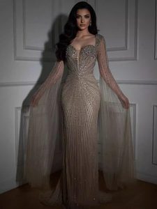 Vestido <span class=keywords><strong>de</strong></span> Noche <span class=keywords><strong>de</strong></span> Alta Gama S2055Y Color Caramelo con Cuentas y Mangas con Volantes para Anfitriona <span class=keywords><strong>de</strong></span> Banquete - Product Image 6