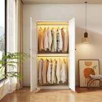Armoire double porte en acier blanc mat W600mm pour chambre à coucher, support OEM, vente en gros