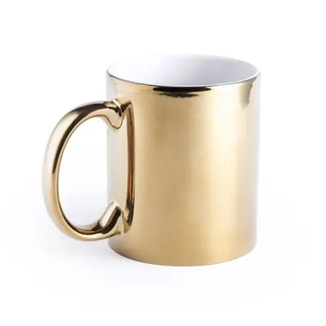 Sublimatie Gouden Zilveren Keramische Koffiemok Cup Sublimatie Met Gouden Handvat Logo