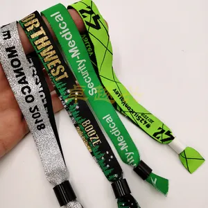 Pulsera de tela colorida para Festival, brazalete con cierre deslizante de botón de plástico de una vía