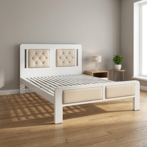 Moderna y Elegante Cama Queen de 1 Metro con Base de Muelles Extensible de Hierro Tapizada, No Plegable, para Hogar, Almacén, Sofá, Loft, Dormitorio - Product Image 2