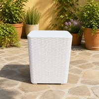 Boîte de rangement extérieure moderne imperméable pour terrasse, en plastique PE résistant, aspect rotin