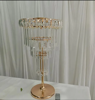 Centres de table pour décoration de mariage, or, argent avec lumière, bougeoir, support à fleurs en métal et cristal, centre de table pour mariage