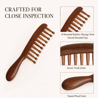 Peigne de massage en bois en gros, 10 dents en bambou, masseur de cuir chevelu et corporel, logo personnalisé, bois de santal, Cumaru, OEM, kit d'outils cadeau pour salon