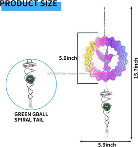 Venta al por Mayor de Molinillos de Viento Metálicos con Cola en Espiral, Esculturas de Viento 3D, Campanas de Viento Colgantes para Decoración de Jardín, Patio y Exteriores - Product Image 5