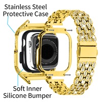 Couverture de montre à monture ultra métallique pour femmes, acier inoxydable cristal, bracelet de montre intelligente série 8 pour bracelets Apple 49mm, bracelets de montre de luxe