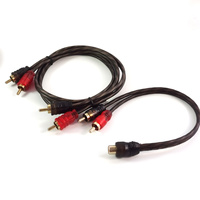 Premium 2 prise RCA/2 prise RCA M/M 1M câble Audio de voiture plaqué or PVC veste connecteur stéréo 1080p tresse paire torsadée Stock