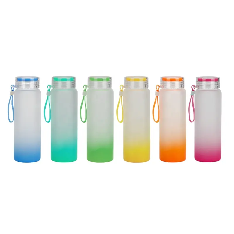 Bouteilles d'eau en verre vierge pour Sublimation, pièces, avec dégradé coloré, imprimable, Logo personnalisé