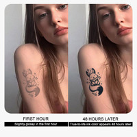 Petit tatouage temporaire imperméable pour doigt et bras, motif renard mignon, encre à base de jus de genipin, pour hommes et femmes, tatouage de transfert
