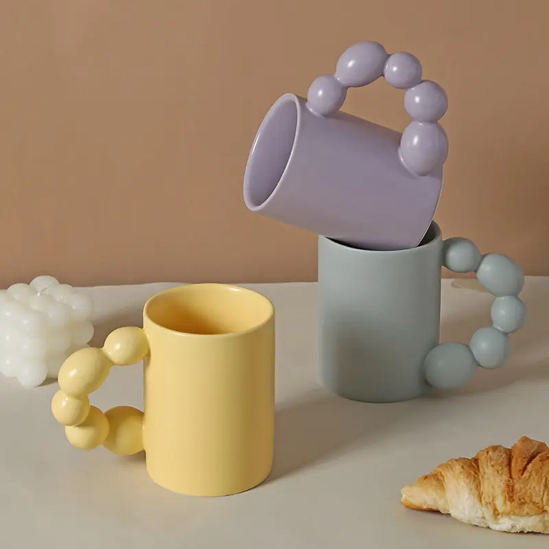 Taza de burbuja moderna coreana, tazón de cerámica creativo de gran capacidad, nórdica ins, Linda taza de café para pareja