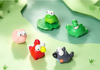 Figurine de coq aux grands yeux, poulet, grenouille, loup, cochon, coq, crocodile en résine, figurine de collection, animal de ferme Kawaii 3D, cadeaux pour enfants, vente en gros