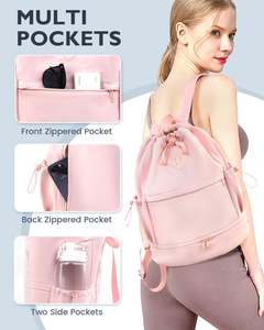 Wholesale Custom Sports <b>Backpacks</b> Logo Lightweight <b>Drawstring</b> Gym Bag with Separated Wet Pocket - Product Image 3