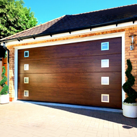 Personnalisé Moderne Nouveau Bois Couleur Sectionnel Panneau En Acier Automatique Porte De Garage En Verre Trempé Fenêtres Moteur Accessoire Usage Domestique