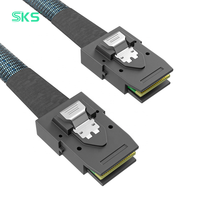 Kabel SKS 4-Channel 24Gbps Internal Mini SAS SFF-8087 ke SFF-8087 35cm/80cm Berpelindung Tembaga Murni untuk Server Komputer RAID
