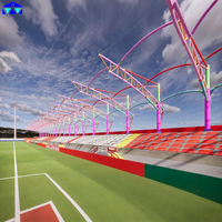 Complexe sportif extérieur polyvalent à structure en acier pour le football et le basketball, idéal pour les installations d'entraînement de la Coupe du Monde 2030