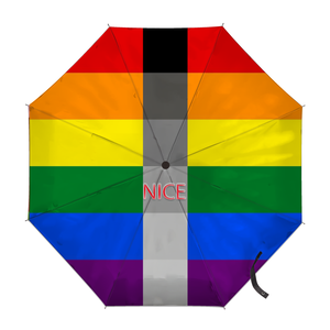 Paraguas Plegable con Diseño Personalizado de la Bandera Grisexual, Colores del Arcoíris Gay, Ideal para Carnavales Nocturnos y Estancias Cortas en Resorts - Product Image 4