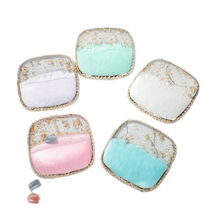 Palette de présentation pour nail art en résine agate, bord doré, pour couleurs mélangées et pointes, plaque de mélange pour vernis gel, support de présentation, outil de manucure - Product Image 2