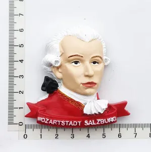 Resina figura de Mozart busto imán artes imanes de nevera