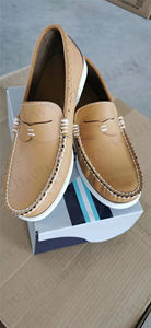 ZH, prix d'usine bon marché <span class=keywords><strong>chaussures</strong></span> de bateau décontractées en cuir véritable couleur miel facile à porter semelle en caoutchouc <span class=keywords><strong>chaussures</strong></span> à pois HSW031 - Product Image 3