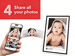 Cadre <span class=keywords><strong>photo</strong></span> numérique intelligent interactif avec écran tactile <span class=keywords><strong>de</strong></span> 13 pouces, WiFi, application Frameo pour le partage familial - Product Image 5