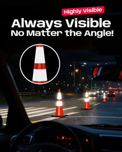 กรวยจราจร BATTIFE ขนาด 28 นิ้ว, กรวยนิรภัยสีส้มทำจาก PVC สำหรับการควบคุมการจราจร, กิจกรรมก่อสร้าง, ทางรถวิ่ง, และลานจอดรถ - Product Image 2