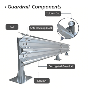 Barrera de Seguridad para Carreteras, Perfil W de Acero Q345 Galvanizado en Caliente, Triple Onda, Antioxidante, Grado Ingeniería, Reflectante - Product Image 5