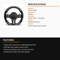 Volant en fibre de carbone 390 mm à fond plat style sport pour BMW E90 F10 F20 F30