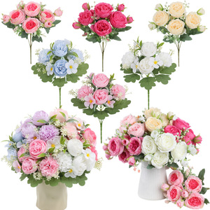 Bouquets de pivoines artificielles, arrangements de fleurs en soie, décoration de mariage et de maison, fabrication chinoise - Product Image 1