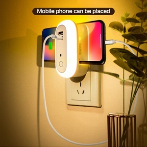 Lampe de chevet à télécommande avec 2 prises USB, veilleuse à brancher, charge rapide USB, lampe d'allaitement pour bébé - Product Image 5