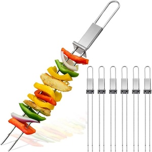 Herramientas de Barbacoa para Exteriores al por Mayor, Tenedor de Parrilla Telescópico con Mango de Madera en Forma de U para Camping - Product Image 1