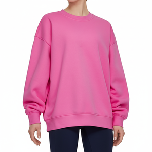 Respirant imprimé sweat pour femmes surdimensionné 2024 automne tenue décontracté goutte épaule sweat-shirts avec poches latérales - Product Image 1