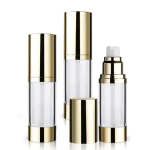 Flacone pompa di siero riutilizzabile in oro 15ml 30ml 50ml pompa sterile in plastica airless per dispenser di lozioni sottovuoto