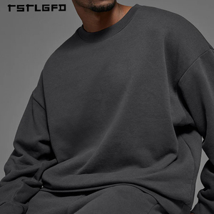 Sweat-shirt surdimensionné personnalisé pour homme, col rond, en mélange de coton recyclé épais, avec épaules tombantes, pour un ensemble décontracté coordonné - Product Image 2