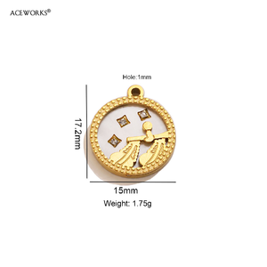 จี้เปลือกหอยลายดวงดาว |   จี้สัญลักษณ์ราศีประดับเพชร CZ ชุบทอง 18K PVD บนสแตนเลสสตีล |   กันน้ำ ป้องกันอาการแพ้ และไม่หมองคล้ำ - Product Image 5