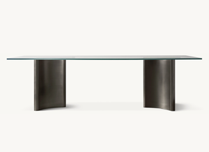 Sassanid OEM, diseño posmoderno, juegos <span class=keywords><strong>de</strong></span> <span class=keywords><strong>comedor</strong></span> <span class=keywords><strong>de</strong></span> lujo, mesa <span class=keywords><strong>de</strong></span> <span class=keywords><strong>comedor</strong></span> <span class=keywords><strong>Rectangular</strong></span> <span class=keywords><strong>de</strong></span> peltre mate Dalton Natural, mesa <span class=keywords><strong>de</strong></span> <span class=keywords><strong>vidrio</strong></span> transparente - Product Image 5