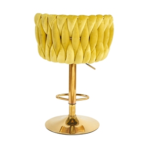 Silla de <span class=keywords><strong>Bar</strong></span> Giratoria Moderna, Asiento Acolchado de Terciopelo Amarillo, Altura Ajustable, Taburete de <span class=keywords><strong>Bar</strong></span> para Cafetería o <span class=keywords><strong>Bar</strong></span> - Product Image 5