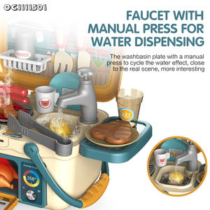 Ensemble de jouets de <span class=keywords><strong>cuisine</strong></span> Montessori pour enfants, mini barbecue de jeu, articles ménagers, <span class=keywords><strong>simulation</strong></span> pour filles avec valise - Product Image 4