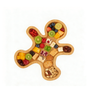 Vassoio per Feste, Piatto per Antipasti a Forma di Omino di Pan di Zenzero, Tagliere in Bambù per Raduni Festivi, Scambio di Biscotti ed Eventi Familiari Divertenti - Product Image 1