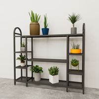 Support de plantes en métal noir de grande taille pour jardin, étagère à fleurs en métal pour présentation