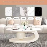 Table Basse Ovale en Métal Style Nordique Moderne de Luxe, Design Simple avec Plateau en Pierre pour Petits Appartements, Article Tendance des Célébrités d'Internet