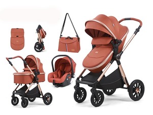 Poussette de <span class=keywords><strong>luxe</strong></span> 3-en-1 avec siège surélevé pour bébé, idéale pour les sorties - Product Image 4