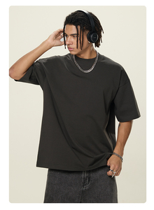 Camiseta de Hombre de Alta Calidad, Estilo Holgado, 100% Algodón Orgánico, Cuello Grueso, 350 g/m², Hombros Caídos, Estilo Lujoso - Product Image 6